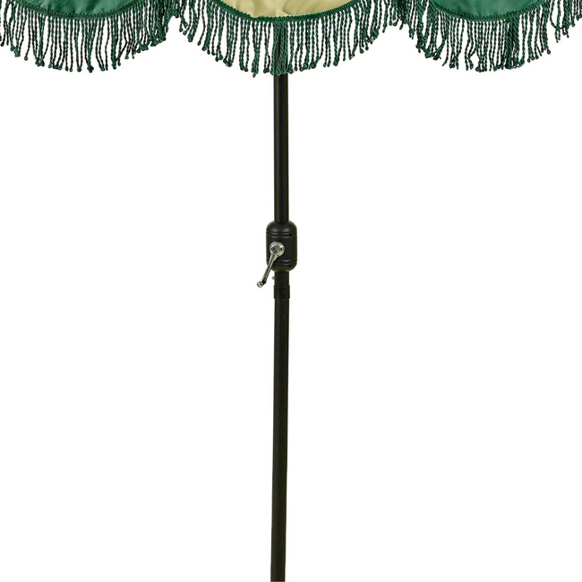 Parasol Donkergroen Met Strepen en Franjes