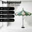 Parasol Donkergroen Met Strepen en Franjes