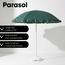 Parasol Donkergroen Met Ruches - Bohemian Tuinstijl
