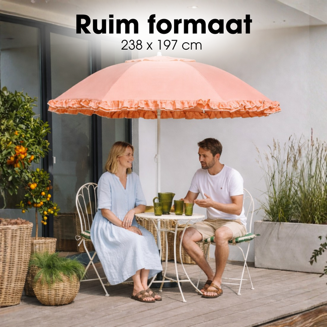 Parasol Perzik Met Ruches -  Bohemian Tuinstijl