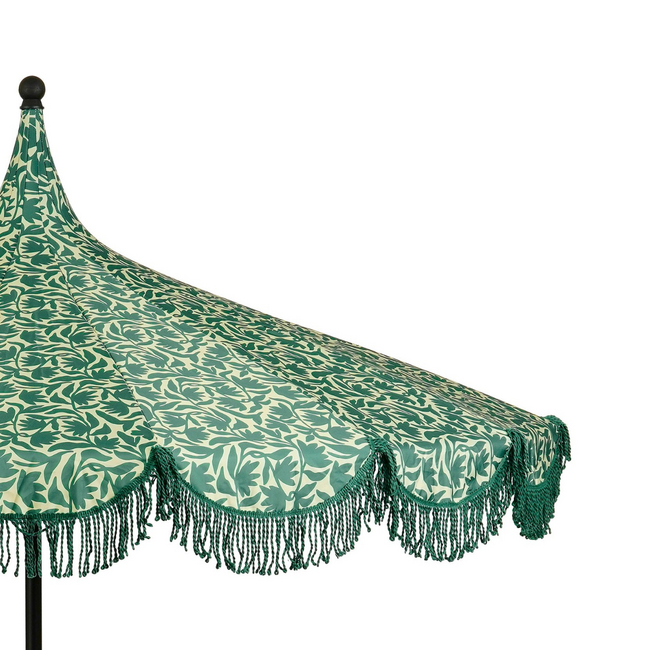 Parasol Donkergroen Met Franjes - Bohemian Tuinstijl