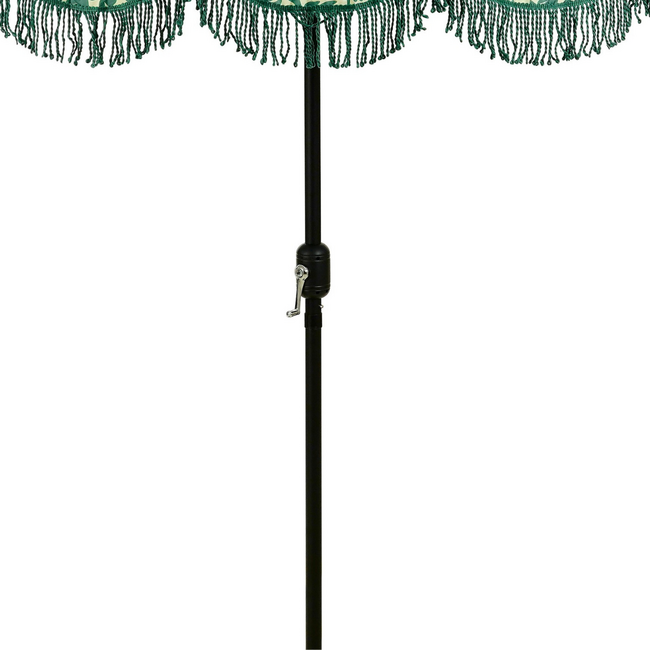 Parasol Donkergroen Met Franjes - Bohemian Tuinstijl