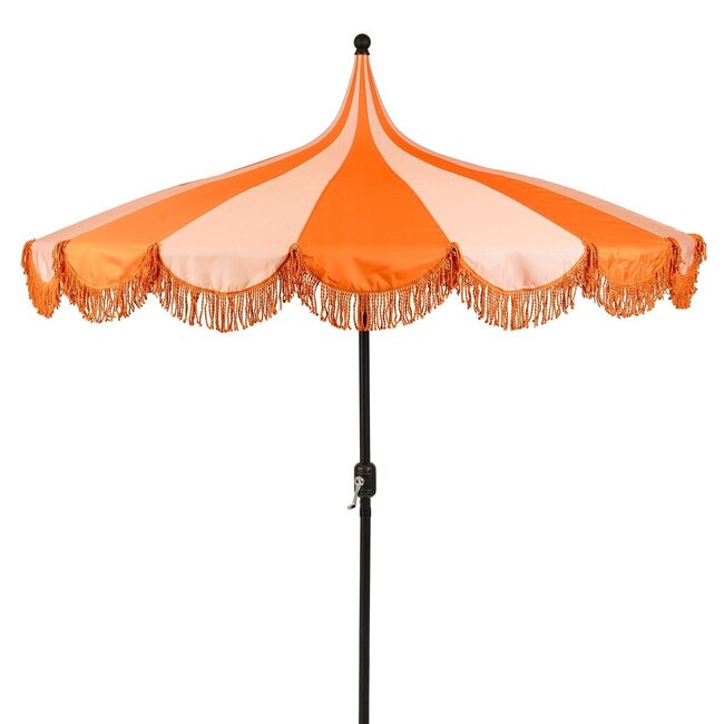 Parasol Oranje Met Strepen en Franjes