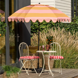 Parasol Geel Perzik Gestreept Met Ruches