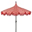Parasol Rood Met Bloemenprint en Franjes - Retro Tuinstijl