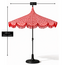 Parasol Rood Met Bloemenprint en Franjes - Retro Tuinstijl