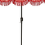 Parasol Rood Met Bloemenprint en Franjes - Retro Tuinstijl