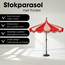 Parasol Rood Met Strepen en Franjes - Bohemian Tuinstijl