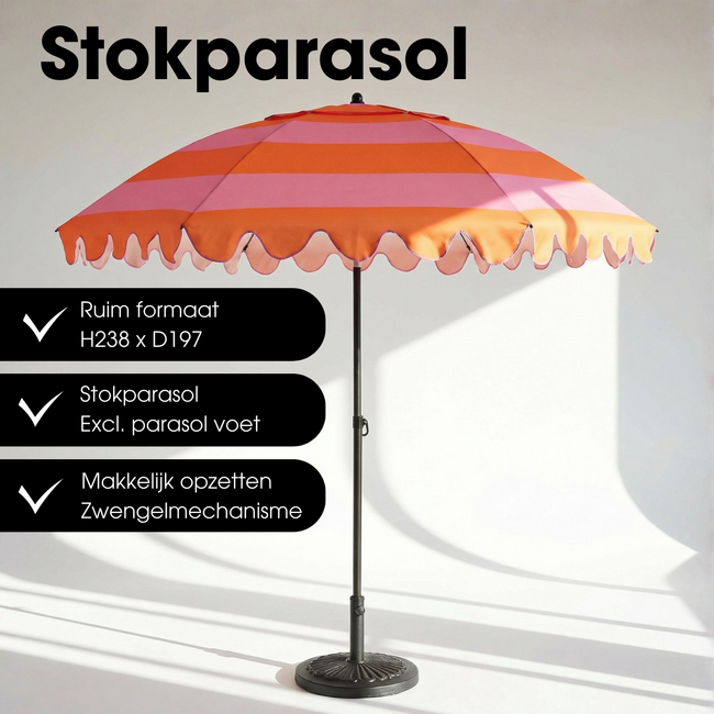 Parasol Oranje Roze Gestreept Met Ruches