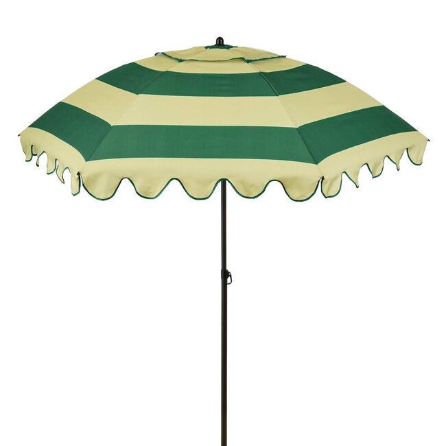 Parasol Groen Gestreept Met Ruches - Bohemian Tuinstijl