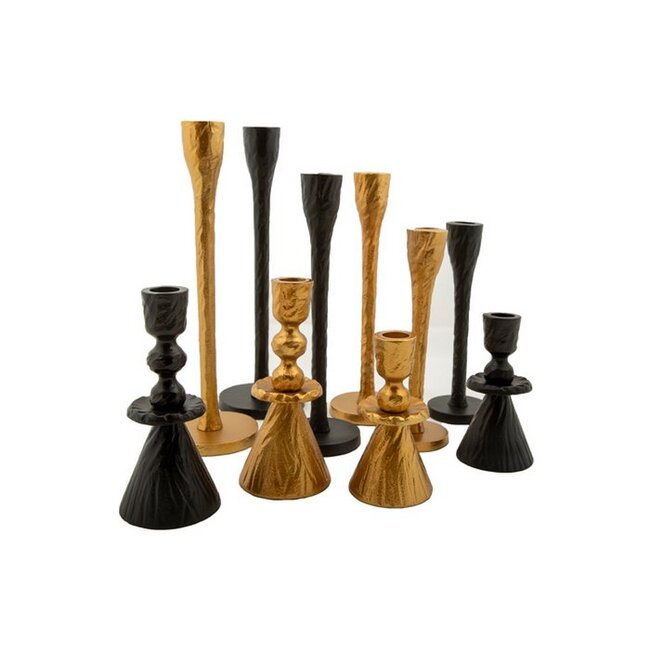 Ronde Kandelaar Antiek Goud Metaal - Medium