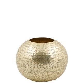 Vaas Antiek Goud Metaal Rond - Gehamerd Design L