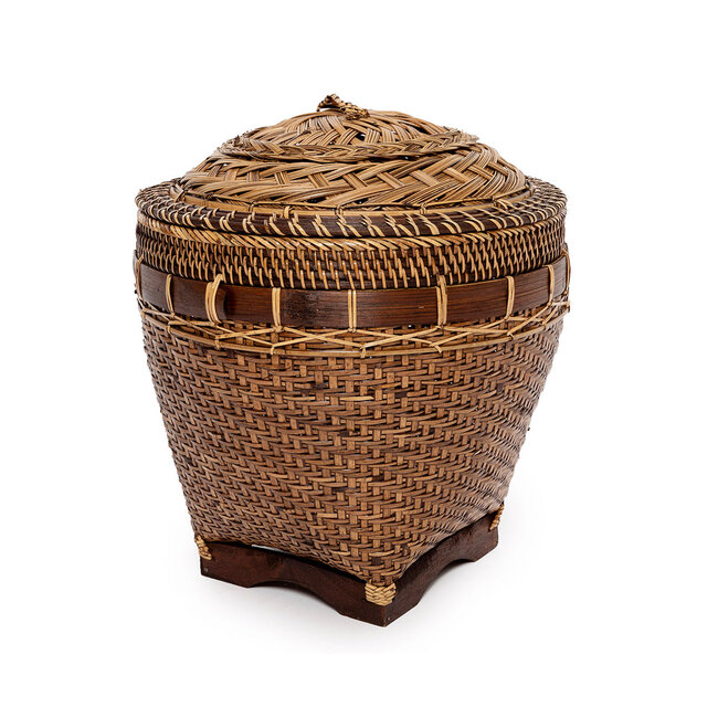 Opbergmand met Deksel - Rotan - Naturel Bruin - 42x42x45 cm