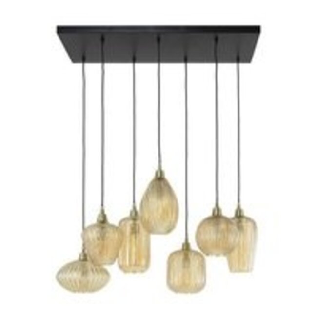 Hanglamp Amber Glas Metaal 7-lichts - V-Shape