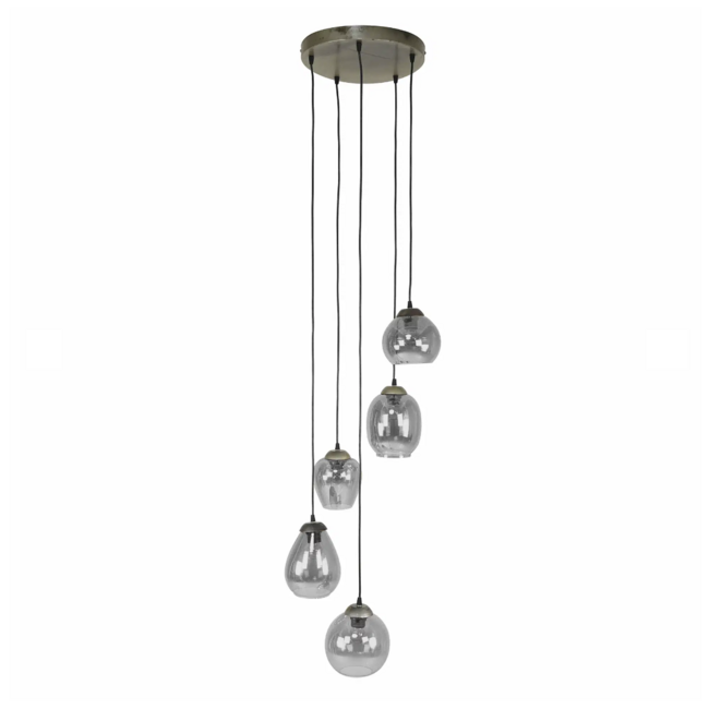 Hanglamp Chroom Glas 5-Lichts - Getrapt Mix