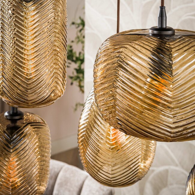 Hanglamp Smoke Bruin Glas 7-Lichts - Chevron
