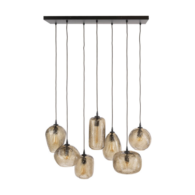 Hanglamp Smoke Bruin Glas 7-Lichts - Chevron