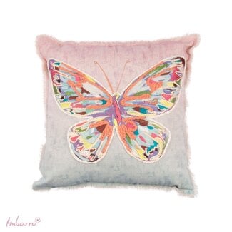 Imbarro Sierkussen Serenity Katoen Roze Blauw Vlinder