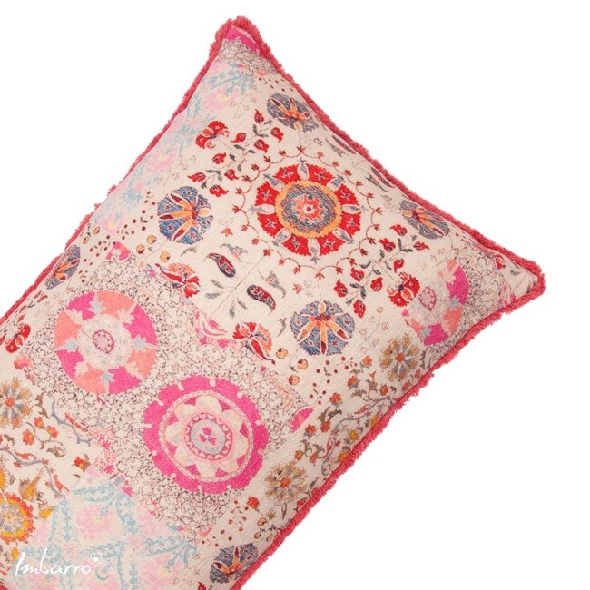 Sierkussen Hannah Katoen Roze Multi Bloemen