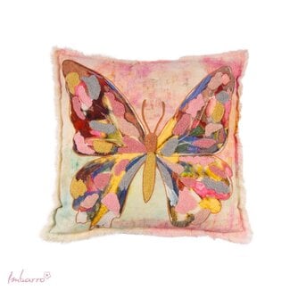 Imbarro Sierkussen Willow Katoen Roze Multi Vlinder