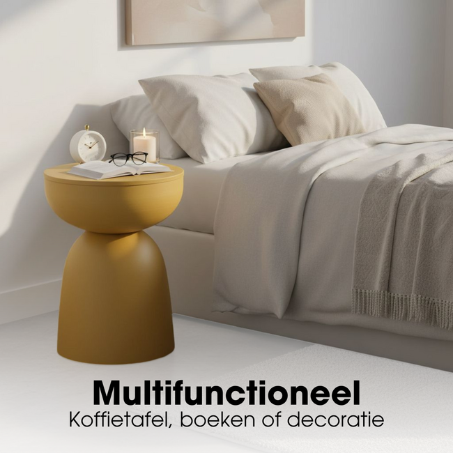 Bijzettafel Metaal Geel Rond - Modern Design