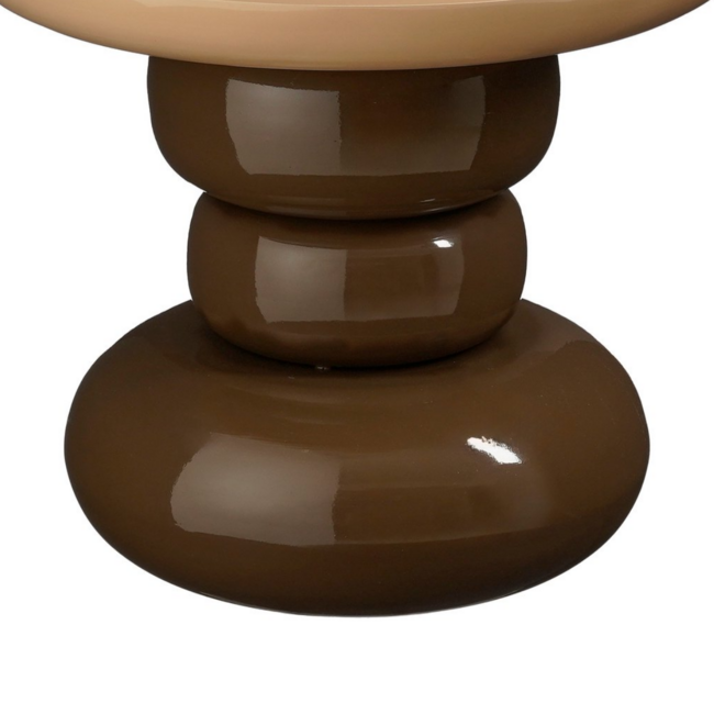 Bijzettafel Metaal Rond Bruin Beige - Modern Design