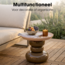 Bijzettafel Metaal Rond Bruin Beige - Modern Design