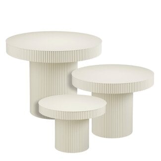 Bijzettafel Set van 3 Gebroken Wit Rond Metaal