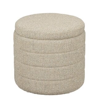Poef Beige Opbergpoef Rond Met Deksel