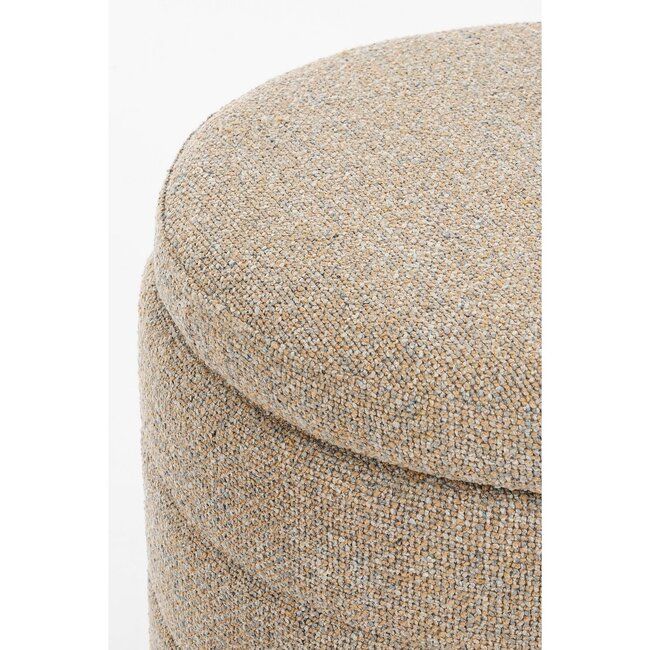 Poef Beige Opbergpoef Rond Met Deksel
