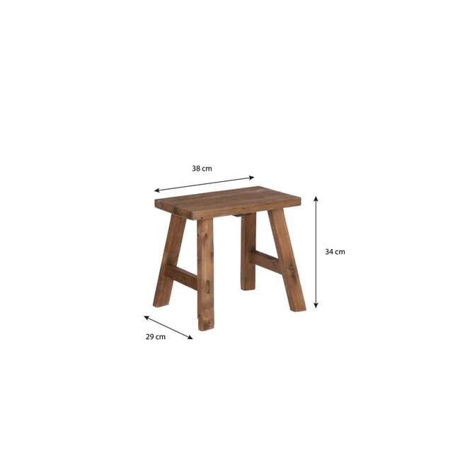 Houten Kruk Bruin Vierkant Gerecycled Hout