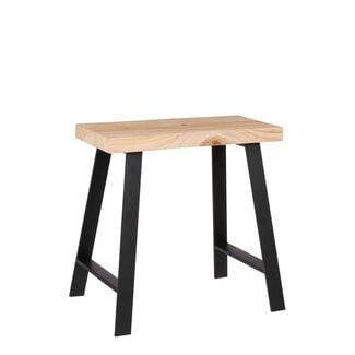 Kruk Hout Metaal Lichtbruin Zwart Vierkant