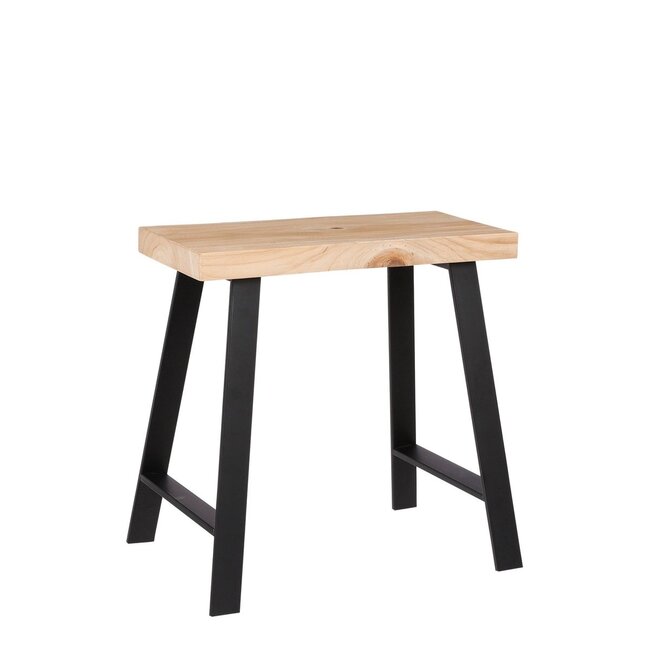 Kruk Hout Metaal Zwart Vierkant Lichtbruin