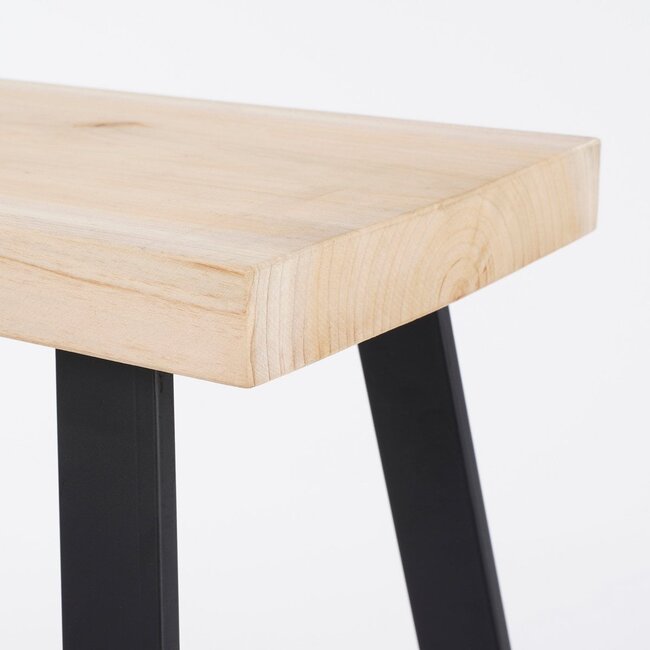 Kruk Hout Metaal Zwart Vierkant Lichtbruin