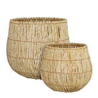 Opbergmand Set Rond Natuurlijk Lichtbruin 2 Stuks