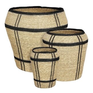 Opbergmand Set Zeegras Rond Lichtbruin 3 Stuks