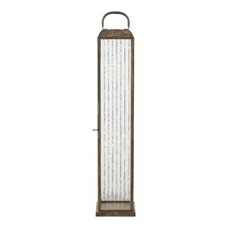 Lantaarn Glas Metaal Antiek Messing - 60Cm