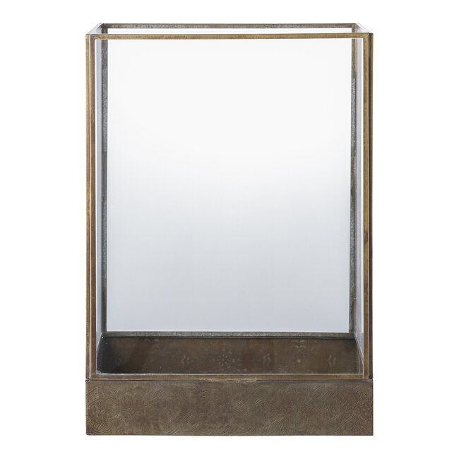 Lantaarn Antiek Messing Glas Metaal - 36 cm