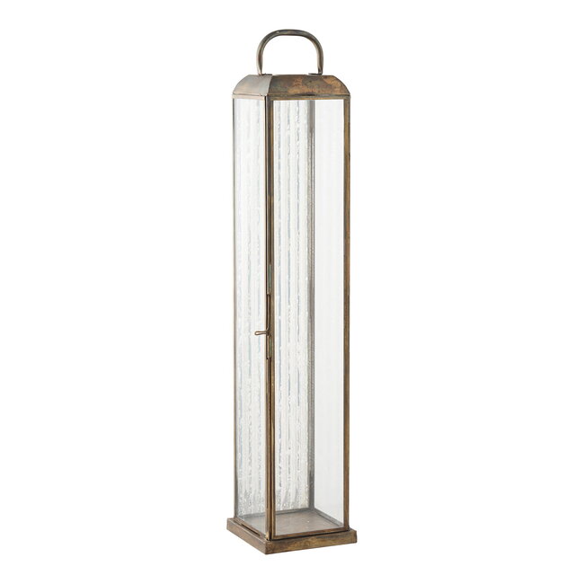 Lantaarn Glas Metaal Antiek Messing - 60Cm