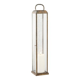 Lantaarn Glas Metaal Antiek Messing - 60Cm