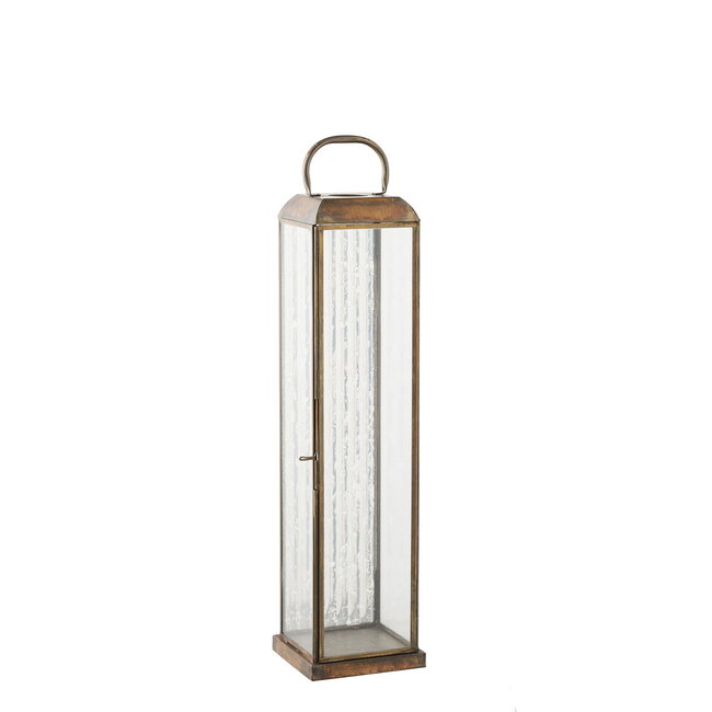 Lantaarn Antiek Messing Glas Metaal - 49 cm