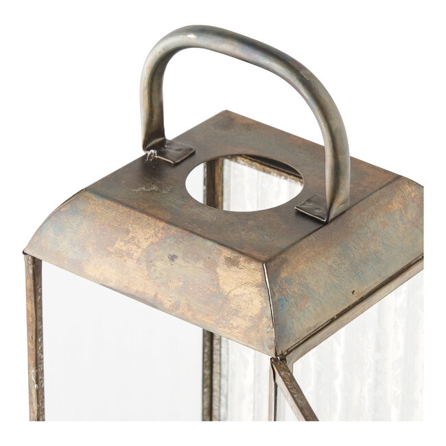 Lantaarn Glas Metaal Antiek Messing - 60Cm