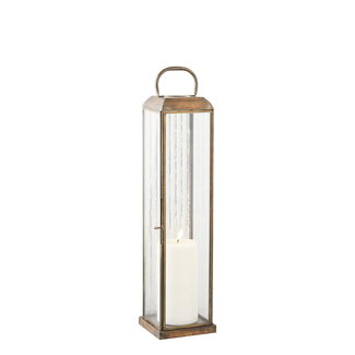 Lantaarn Antiek Messing Glas Metaal - 49 cm