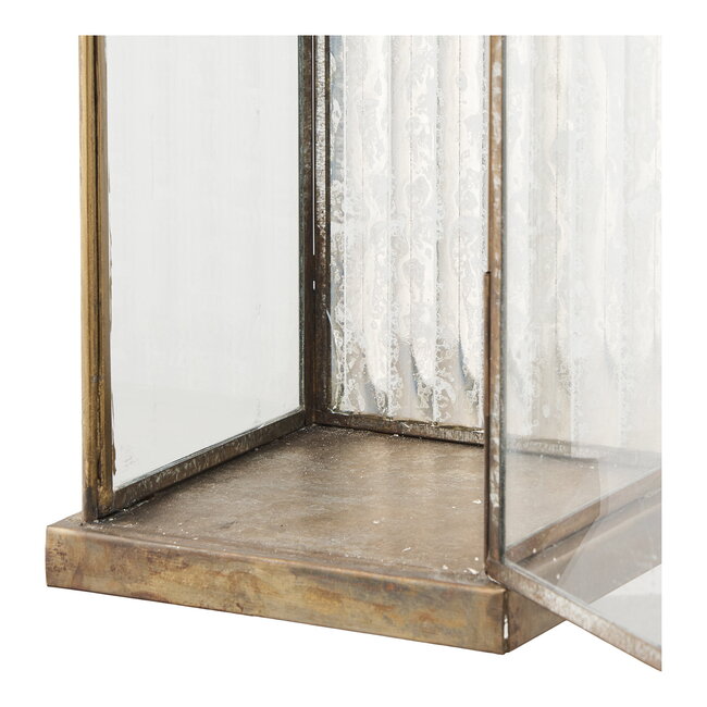 Lantaarn Glas Metaal Antiek Messing - 60Cm
