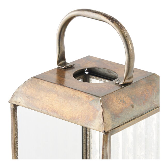 Lantaarn Antiek Messing Glas Metaal - 49 cm