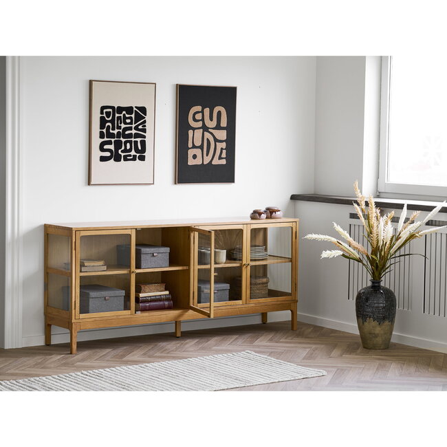 Vaas Keramiek Donkerblauw Beige Rond Design