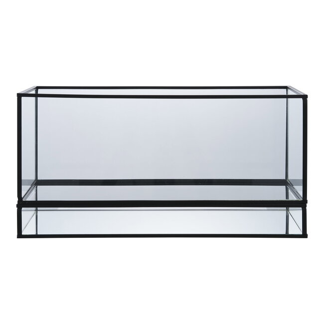 Windlicht Glas Metaal Zwart Modern Langwerpig