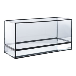 Windlicht Glas Metaal Zwart Modern Langwerpig