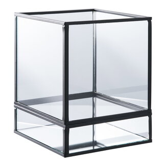 Lantaarn Glas Metaal Zwart Windlicht Modern