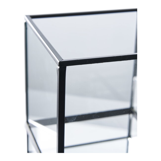 Lantaarn Glas Metaal Zwart Windlicht Modern